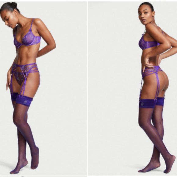 Just In VS M/L VERY SEXY Starstruck Garter Belt Bright Violet Sexy Lingerie NWT - Picture 11 of 11